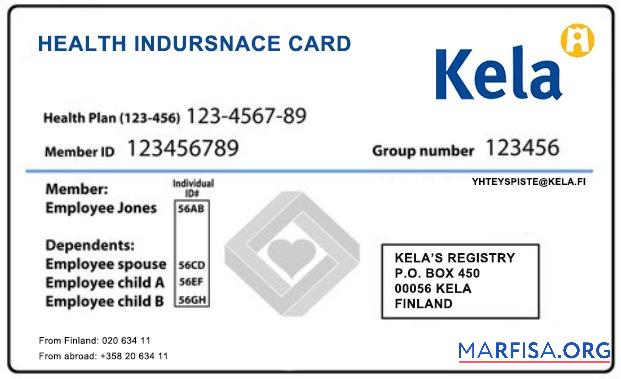 Realistic Finland health insurance card real example